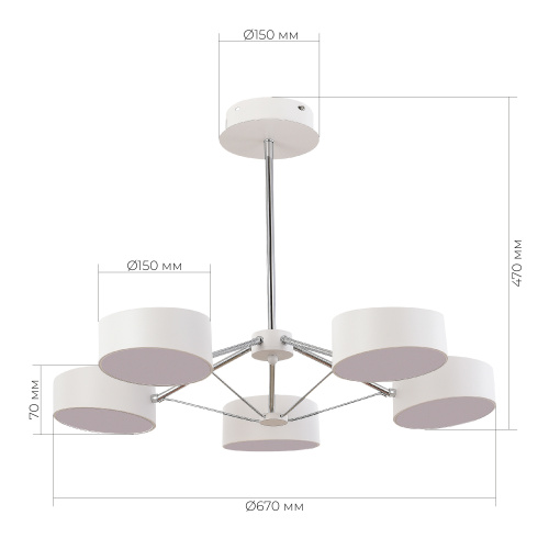 SLE6005-502-05 Светильник потолочный Белый, Хром/Белый LED 5*10W VALLE фото 2