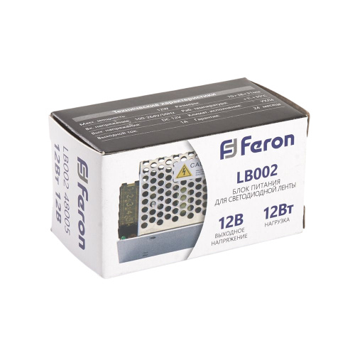 Трансформатор электронный для светодиодной ленты 12W 12V (драйвер), LB002 FERON фото 2
