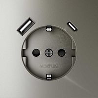 Розетка встраиваемая Voltum S70 с заземлением и защитными шторками, 16А, с USB, A+С, (шелк) VLS040504