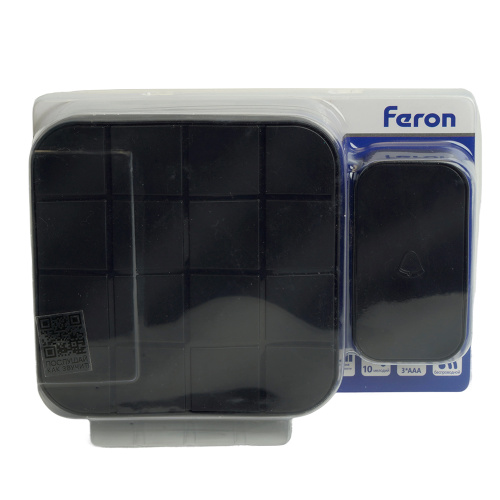 Звонок дверной беспроводной Feron E-378 Электрический 10 мелодий чёрный с питанием от батареек фото 5