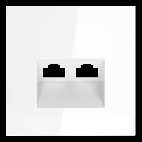 Накладка для розетки компьютерной двойной RJ45+RJ45 кат.6, S70 (белый глянцевый) Voltum VLS001401 Накладка для розетки компьютерной двойной RJ45+RJ45 кат.6, S70 (белый глянцевый) Voltum VLS001401