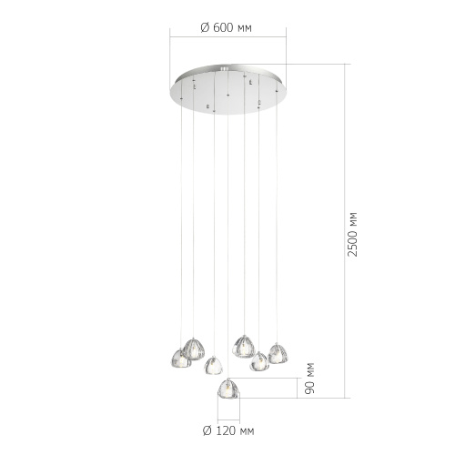 SL6017.101.07 Светильник подвесной ST-Luce Хром/Прозрачный с пузырьками воздуха LED 7*3W 3000K WATERFALL фото 2
