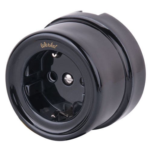 Розетка с заземлением черный ретро W5671008 Розетка с заземлением черный ретро W5671008