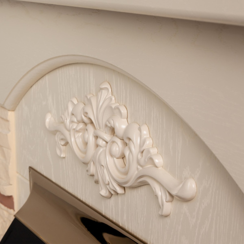 Электрокамин RealFlame Neapolis WT айвори с очагом Majestic Lux Brass фото 5