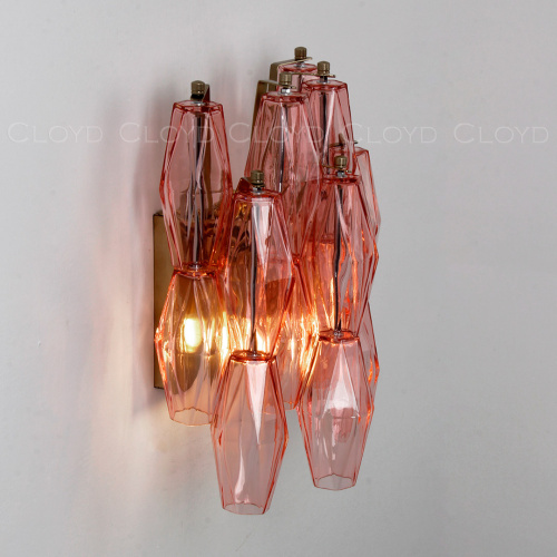 Бра Cloyd CALCUTTA W1 / выс. 37 см - латунь - розов.стекло (арт.20486) фото 6 Бра Cloyd CALCUTTA W1 / выс. 37 см - латунь - розов.стекло (арт.20486) фото 6