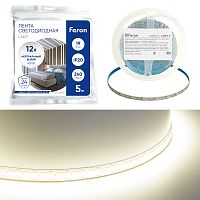 Светодиодная LED лента Feron LS617, 240SMD(2835)/м 19Вт/м 12V 5000*10*1.22мм 4000К, IP20