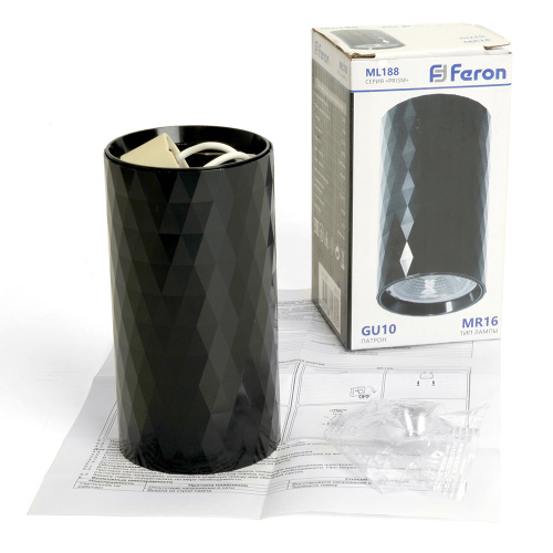 Светильник потолочный Feron ML188 Barrel PRISM MR16 GU10 35W 230V, черный фото 8