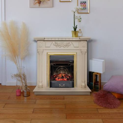 Электрокамин RealFlame Dacota WT белый дуб с очагом Majestic Lux Brass фото 8 Электрокамин RealFlame Dacota WT белый дуб с очагом Majestic Lux Brass фото 8