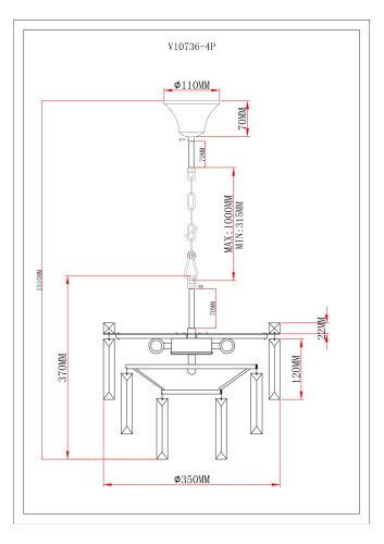 Люстра подвесная Moderli V10736-4P Crystal фото 3 Люстра подвесная Moderli V10736-4P Crystal фото 3