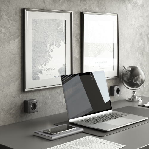 Розетка с заземлением, шторками и USB тип A+C Gallant графит рифленый W5071704 фото 3