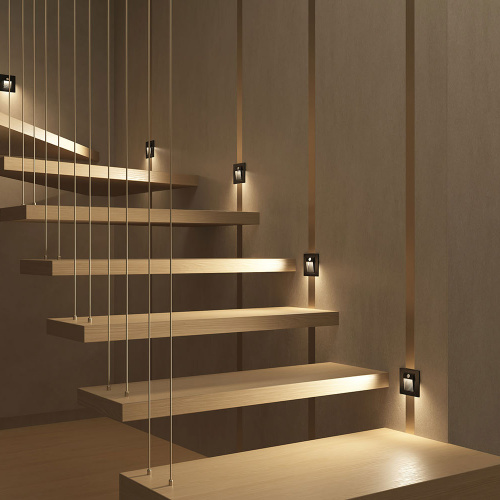 DK1020-BK Светильник встраиваемый в стену c датчиком движения, IP 20, LED 3000, 1 Вт, черный, пластик фото 5