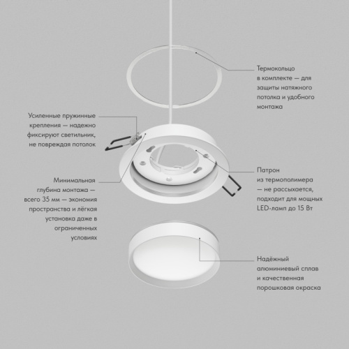 Встраиваемый светильник Denkirs RATIO | РАТИО DK-DH2000-WH фото 3 Встраиваемый светильник Denkirs RATIO | РАТИО DK-DH2000-WH фото 3
