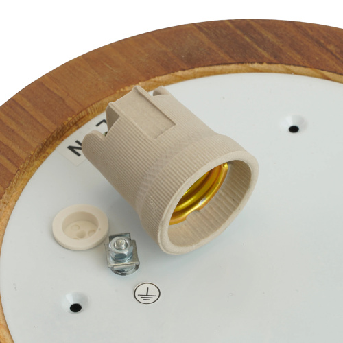 Светильник накладной IP54, 220V 60Вт Е27, дерево, орех, круг, с решеткой, НБО 03-60-022 фото 2