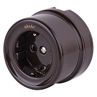 Розетка с заземлением коричневый ретро W5671014