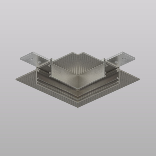 Угловой элемент трека SHINE HIDE для ГКЛ 12,5 мм, 90°, потолок–потолок, тёмный никель, алюминий