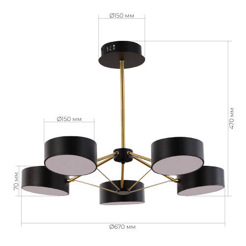 SLE6005-402-05 Светильник потолочный Черный, Золотистый/Черный LED 5*10W VALLE фото 7