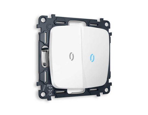 Комплект механизма 2-кл выключателя AMBRELLA VOLT с подсветкой 10000K OMEGA Белый матовый QUANT (OP1240, VM115, G17B) MO124020