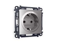 Комплект механизма электрической розетки AMBRELLA VOLT ALFA Сталь матовый с/з с шторками QUANT (AP5070, VM141) MA507010