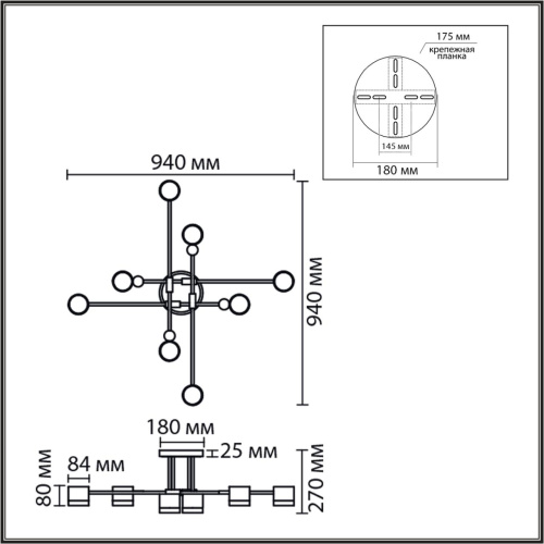 8307/8C COMFI LN26 237 золотой/черный, металл Светильник потолочный GX53 LED 8*7W 220V LENIANA фото 2 8307/8C COMFI LN26 237 золотой/черный, металл Светильник потолочный GX53 LED 8*7W 220V LENIANA фото 2