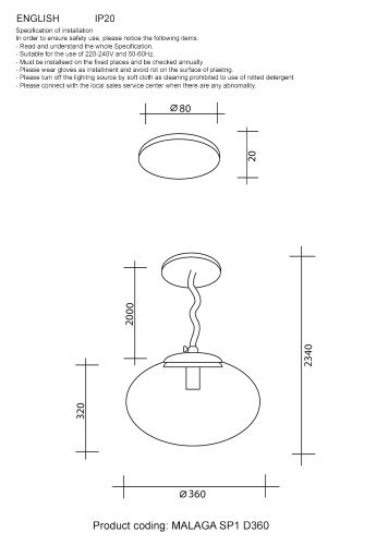 Crystal Lux Светильник подвесной Crystal Lux MALAGA SP1 D360 COOPER фото 2
