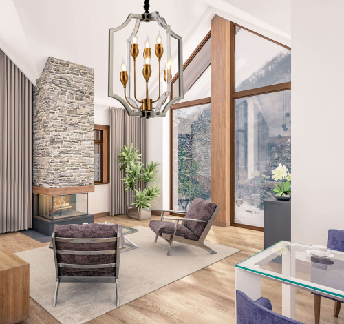 Подвесная люстра Lumina Deco Modesco LDP 8014-3+3 BK+AK фото 3 Подвесная люстра Lumina Deco Modesco LDP 8014-3+3 BK+AK фото 3