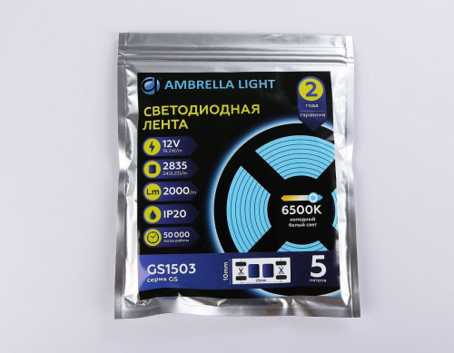Светодиодная лента Ambrella Light 19,2W/m 240LED/m 2835SMD холодный белый 5M GS1503 фото 6