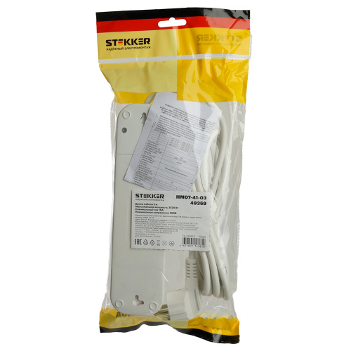 Удлинитель четырехместный с/з  с выключ. STEKKER HM07-41-02 3x1мм2, 2м, серия Home (У16А-003), белый фото 10