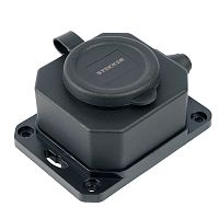 Розетка переносная 1-местная c/з STEKKER, RST16-1-44, 250В, 16А, IP44, черный