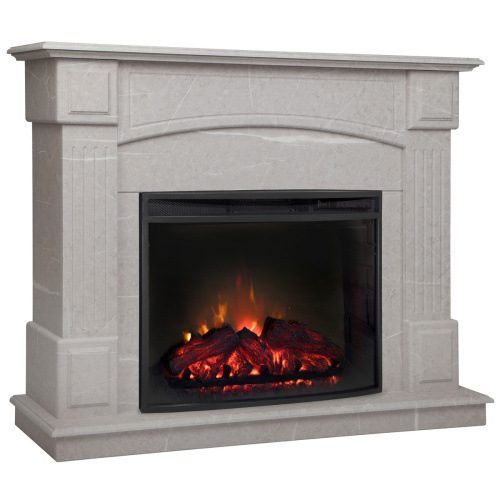 Электрокамин RealFlame Carolina 24/25,5 WT мрамор серый с очагом Evrika 25,5 LED фото 2 Электрокамин RealFlame Carolina 24/25,5 WT мрамор серый с очагом Evrika 25,5 LED фото 2