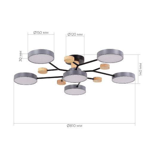 SLE6006-702-06 Светильник потолочный Серый/Серый LED 6*12W 3000K/4500K/6000K FAEMA фото 2