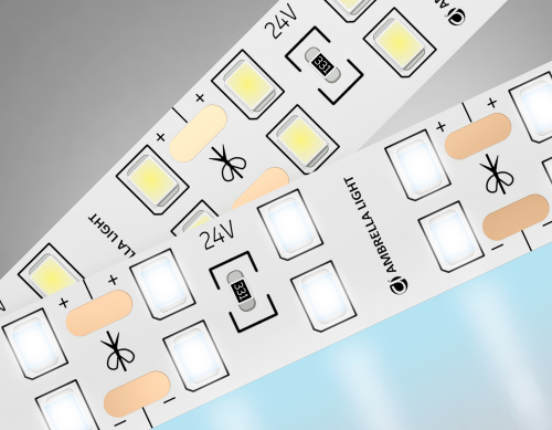 Светодиодная лента двухрядная 24В 2835 204Led 20Вт/м 6500K IP20 5м Светодиодная лента двухрядная 24В 2835 204Led 20Вт/м 6500K IP20 5м