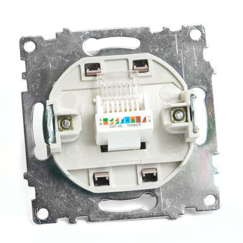 Розетка компьютерная 1-местная RJ-45 (механизм), STEKKER GLS00-7107-04, серия Катрин, шоколад фото 2