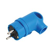Вилка угловая с/з STEKKER, RPG16-21-442, каучук, 250В, 16A, IP44, синий