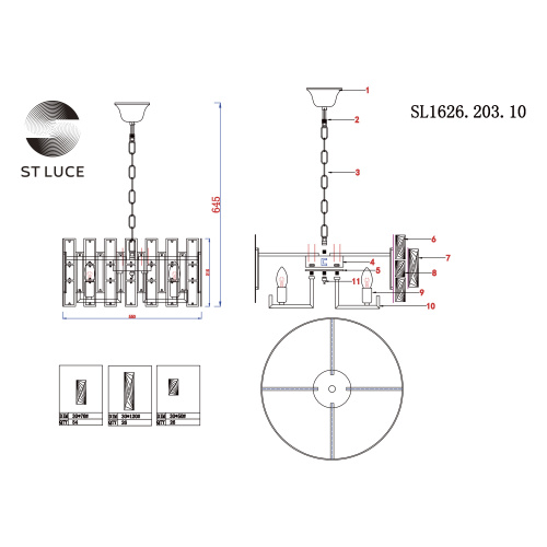 SL1626.203.10 Люстра подвесная ST-Luce шампань/шампань, прозрачный E14 10*40W ANZIO фото 2