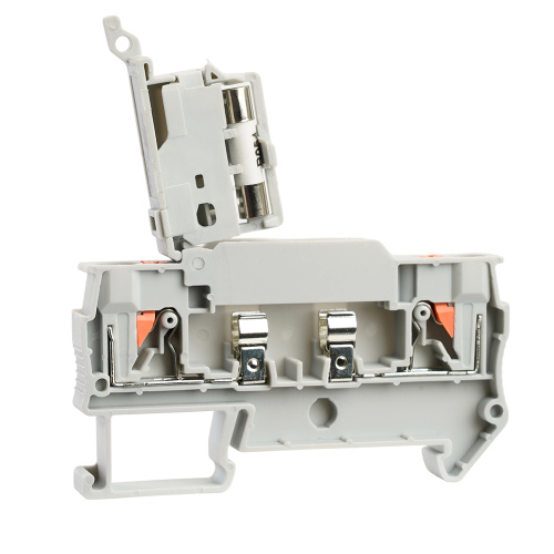 Зажим самозажимной STEKKER, 2-проводной проходной 4,0 мм² (JXB PT 4) c размыкателем и предохранителем, LD572-1-01, серый фото 3