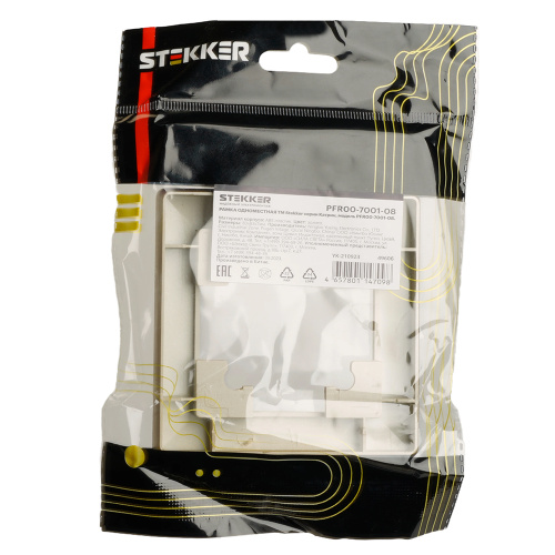 Рамка STEKKER, PFR00-7001-08 1-местная, пластик, серия Катрин, золото фото 3