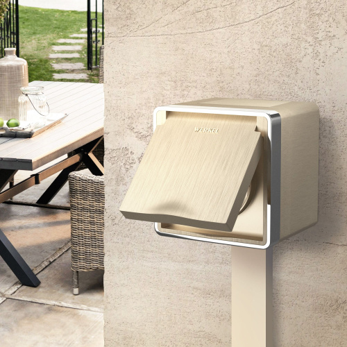 Розетка влагозащ. с зазем. с защит. крышкой и шторками Gallant шампань рифленый W5071210 фото 2