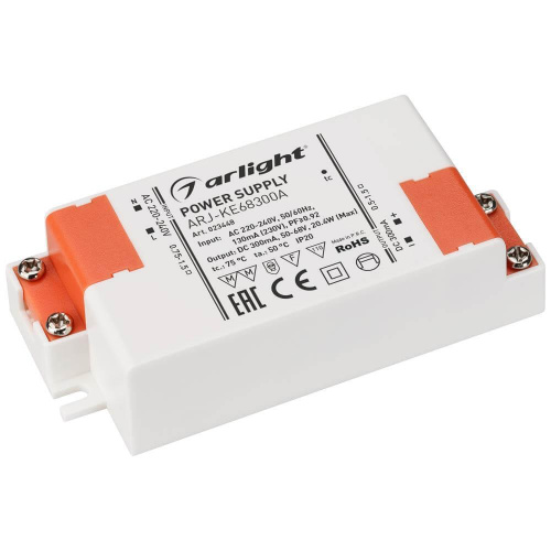 Драйвер Arlight ARJ-KE68300A 50-68V 20W IP20 0,3A 023448 Драйвер Arlight ARJ-KE68300A 50-68V 20W IP20 0,3A 023448