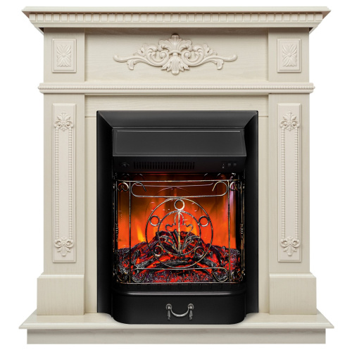 Каминокомплект LILIAN/НИКОЛЬ Бук жемчуг с очагом Электроочаг MAJESTIC LUX/МАДЖЕСТИК