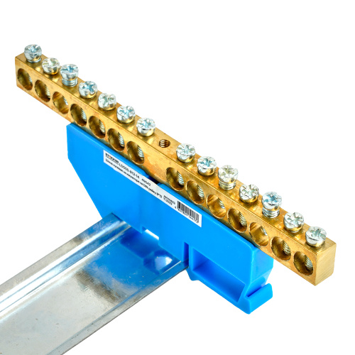 Шина"N" на изоляторе STEKKER 8*12 на DIN-рейку 14 выводов, синий, LD555-812-14 фото 4