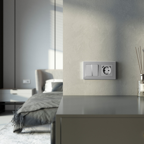 Рамка из поликарбоната на 2 поста Stark серебряный матовый W0021865 фото 4