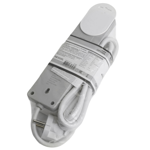 Сетевой фильтр 3-местный с/з STEKKER HM20-31-02 3x1мм2, 1,8 м, серия Optima, белый фото 9