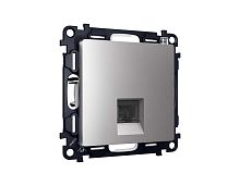 Комплект механизма компьютерной розетки AMBRELLA VOLT ALFA Сталь матовый RJ-45(8P8C) CAT6 с шторкой QUANT (AP5120, VM188) MA512010