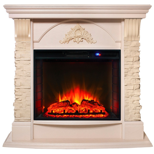 Каминокомплект ATHENA/АТЛАНТА Айвори с очагом Электроочаг SPARTA 25.5