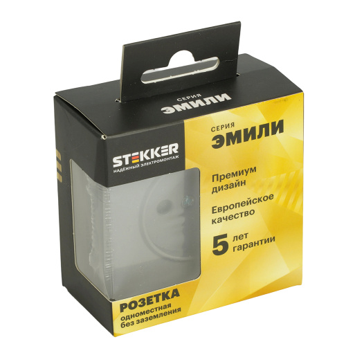 Розетка 1-местная с з/ш, б/з (механизм), СЗК, STEKKER, 250В, 16А, серия Эмили, RST16-5109-10ZK, платиново-серый, soft touch фото 2
