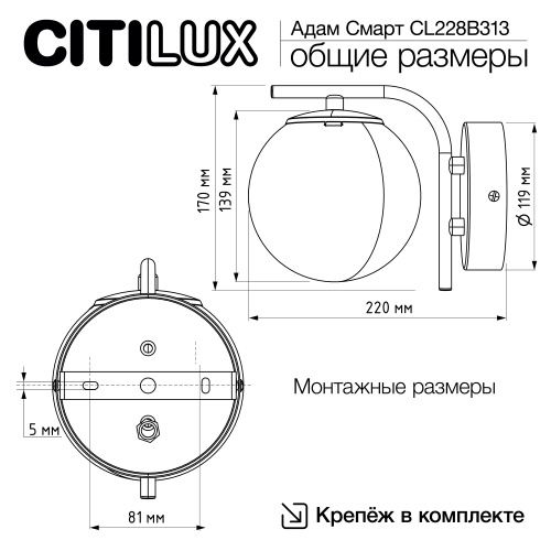 Citilux Адам Смарт CL228B313 LED Бра Бронза фото 13 Citilux Адам Смарт CL228B313 LED Бра Бронза фото 13