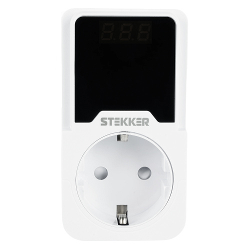 Реле напряжения для розетки регулируемое  STEKKER  VPR-200W, 230В,16A,белый фото 3