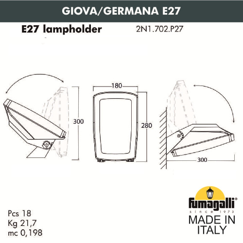 Fumagalli Уличное бра FUMAGALLI GIOVA/GERMANA 2N1.702.000.AYF1R фото 3 Fumagalli Уличное бра FUMAGALLI GIOVA/GERMANA 2N1.702.000.AYF1R фото 3
