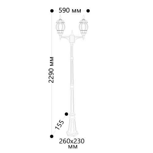 Светильник садово-парковый Feron 8114/PL8114 столб 2*100W E27 230V, черный фото 6