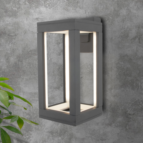 Уличный настенный светодиодный светильник Frame LED IP54 1527 TECHNO LED серый фото 6